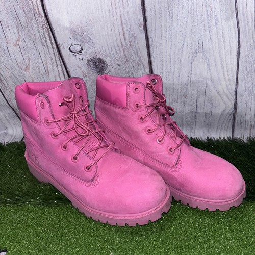 Stivali impermeabili Timberland in pelle rosa da bambina taglia 6 5 senza scatola (#27)
