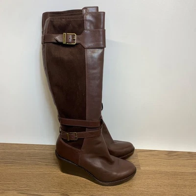 Cole Haan NikeAir Botas Altas Hasta la Rodilla Cuña Cuero Marrón Para Mujer Talla 7.5 B Foto 1 de 4