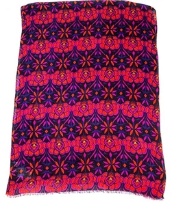 NEU Ann Taylor Loft Blumen Viskose Schal Tuch Halstuch Fransen schwarz orange lila - Bild 1 von 3