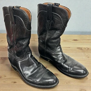 Lucchese Men’s Black Roper Boots 6L08 – Size 8.5R – Handmade Leather Vintage - Picture 1 of 12