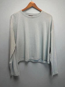 Sweaty Betty Essential Crop T-Shirt Women's Muted Teal Blue Size Medium NWT Flaw - Picture 1 of 14