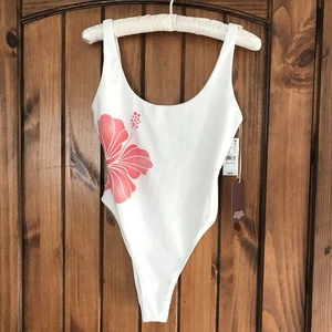 Nuevo con etiquetas Traje de baño Pacsun Hawaiian Tropic Hibiscus blanco rosa de una pieza TALLA S floral - Imagen 1 de 12