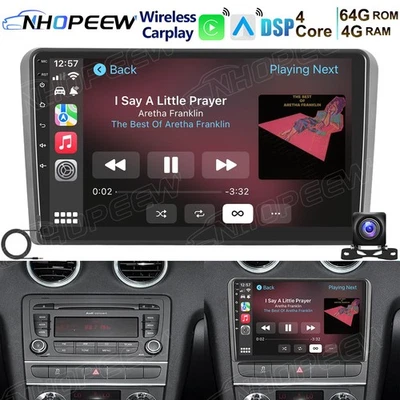 4+64GB Android 15 Für AUDI A3 8P 2003-2013 Apple Carplay Autoradio GPS Navi Wifi - Bild 1 von 4