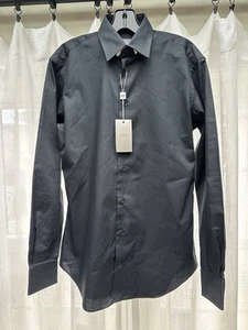 NWT Armani Collezioni Men's Cotton Black Slim Fit Shirt Size 15.5 ( 39 ) - Picture 1 of 8