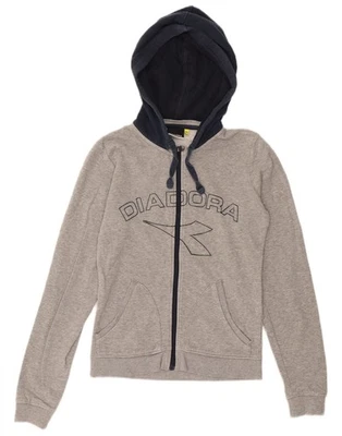 Suéter com capuz DIADORA masculino gráfico com zíper pequeno cinza colorblock algodão BK14 - Imagem 1 de 3