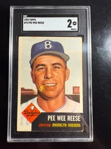 1953 TOPPS BASEBALL #76 PEE WEE REESE HOF DODGERS SGC 2 CERA CENTRATA SUL RETRO - Foto 1 di 2