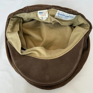 VINTAGE LEATHER FLAP CAP QUAKER MARINE SUPPLY BROWN SUEDE NEWSBOY MENS XL 22" - Picture 1 of 14