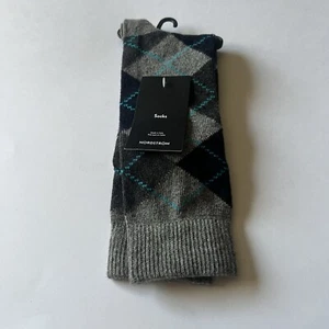 NORDSTROM MENS CASHMERE BLEND ARGYLE SOCKS BLUE GREY OS NWT - Picture 1 of 8