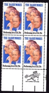 Scott #2012 Barrymores Zip Block of 4 Stamps - MNH - Picture 1 of 1