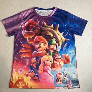 Super Mario Bros. 3D T-Shirt Youth XL All Over Print Multicolor - Picture 1 of 9