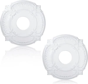 2 Pieces PU Ceiling Medallion Decorative Ceiling Fan Medallion round Home Lighti - Picture 1 of 7
