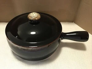 Vtg Pfaltzgraff Gourmet Stoneware Brown Drip Glaze Handled Covered Bean Pot #315 - Picture 1 of 9