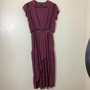 Vestido Rue 21 Ciruela Púrpura Encaje Cintura Abierta Para Mujer Mediano Dos Botones Vestido de Encubrimiento - Imagen 1 de 9