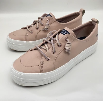 Sperry STS85082 Womens Crest Vibe Nude Leather Memory Foam Sneakers Shoes 10 - Image 1 of 4