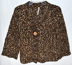 Leo & Nicole Petite Brown & Off White Thick Bumpy Wool Blend Sweater Sz PS - Picture 1 of 4