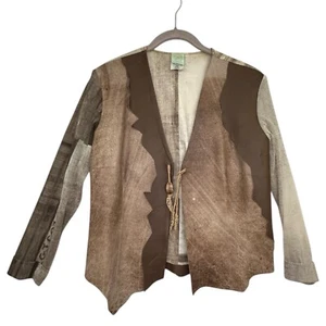 Legatte Jeans Chaqueta Italiana Ligera Encogerse de hombros Paneles de cuero Mangas de malla Edgy 12 - Imagen 1 de 11