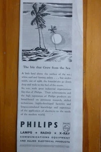 5/1945 PUB PHILIPS LAMPS LAMPE RADIO X-RAY ELECTRICAL PRODUCTS ISLE ILE AD - Imagen 1 de 1