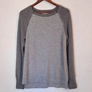 Banana Republic Sweater Women's Large Merino Wool Blend Raglan Zip Accents Gray - Picture 1 of 9