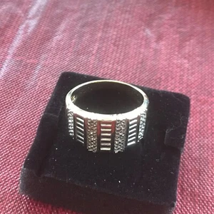 VINTAGE DIAMOND 14K GOLD PLATED/SILVER RING (Size 10) Women - Picture 1 of 8