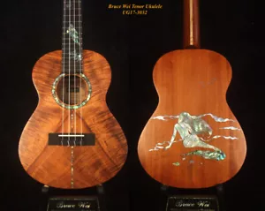 Bruce Wei Handmade Solid Curly Hawaiian Koa Tenor Ukulele, TAIWAN Map, UG17-3032 - Picture 1 of 10