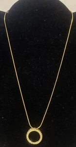 Vintage Round Cut Diamond Women's Circle Pendant Necklace 14K Gold Finish - Picture 1 of 13