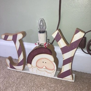 Weihnachtsschilder 2 Santa Joy beleuchtet für Kaminsims oder Fenster 90’er Vintage. - Bild 1 von 9