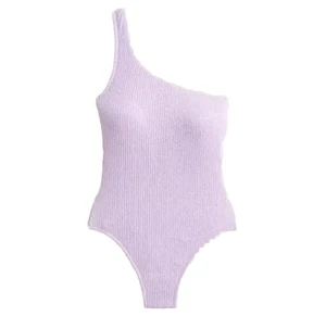 Neu mit Etikett J. Crew Flieder Lavendel Strukturiert Ein Schulter Einteiler Schwimmen Badeanzug 24 - Bild 1 von 10