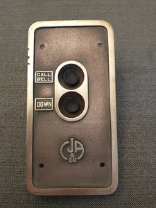C.J. Anderson & Co Vintage Brass Elevator Panel w/ 2 Buttons & CJA Logo - Picture 1 of 6