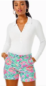 Lilly Pulitzer 5" Size 6 Gretchen High Rise Pink Perfect Poppy NWT NIP - Picture 1 of 6
