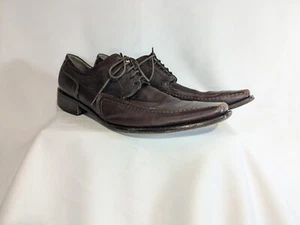 Kenneth Cole Mens US 11 Dress Shoes Dark Brown Leather Square Toe Formal Oxfords - Picture 1 of 12