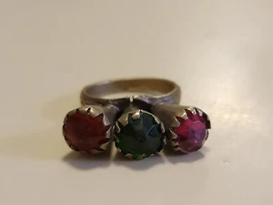 Vintage Kuchi Tribal Ring Glas rot grün rosa Gr. 8 Afghanistan Nachlass Schmuck - Bild 1 von 11