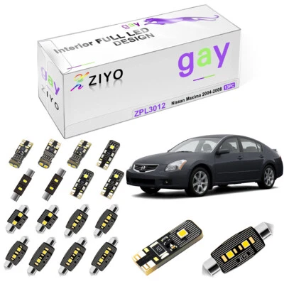 Kit de 13 bombillas LED interiores blancas de lujo para equipamiento Nissan Máxima 2004-2008 Foto 1 de 4