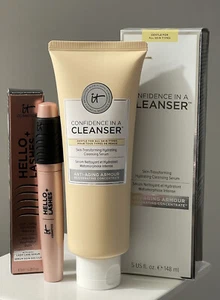 It Cosmetics Confidence In A Cleanser 5 oz & Hello + Lashes Smudge Proof Black - Picture 1 of 11