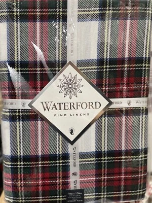 Waterford Stewart Plaid Tablecloth Red Green Black White 70 x 126” - NWT - Image 1 of 4