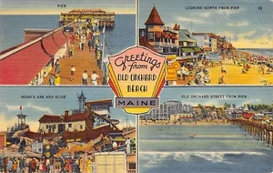 Postcard ME: Greetings from Old Orchard Beach, Maine, Multiview Posted 1943 - Picture 1 of 2