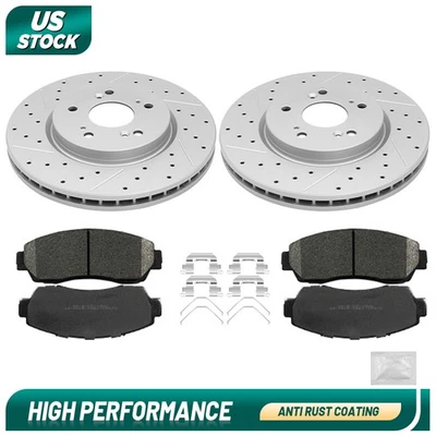 Pastilhas de freio rotores de disco perfurados dianteiros AWD para 2012-2014 2015 Honda Crosstour CR-V - Imagem 1 de 4
