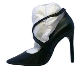 H&M Black Leather Pointed Toe Heels Womens Size EU 37 REF USS - Picture 1 of 7
