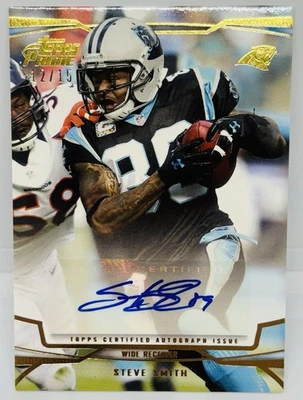 2013 Topps Prime Steve Smith Auto GOLD /15 Carolina Panthers Baltimore Ravens - Image 1 of 3
