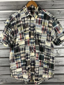 Nautica Shirt Mens L Madras Patchwork Short Sleeve Button Up Vintage Cotton - Picture 1 of 6