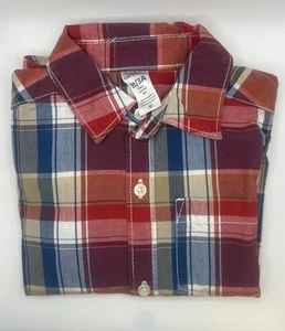 Carter’s Boys Short Sleeve Button Up Shirt 3t/3A Red And Blue Plaid - Picture 1 of 6