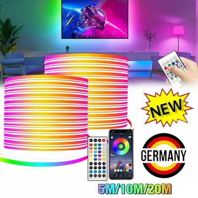 5M/10M/20M Neon LED Stripe Streifen RGB Flex Lichtschlauch Band Leiste Dimmbar - Bild 1 von 4