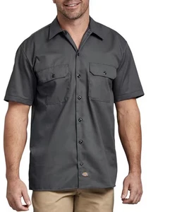 Dickies Workwear Charcoal Gray Short Sleeve Mechanic Work Button Shirt Sz. XLT - Picture 1 of 8