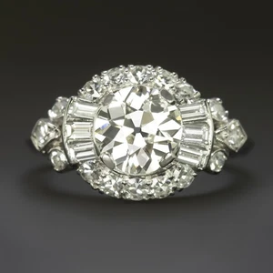 1.28ct OLD EUROPEAN CUT DIAMOND VINTAGE COCKTAIL RING PLATINUM RETRO HALO ESTATE - Picture 1 of 1