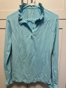 Lilly Pulitzer Luxletic Hutton Polo Shirt Size Small Blue Tennis Golf UPF 50 EUC - Picture 1 of 7