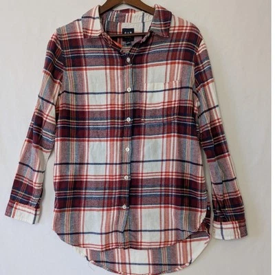 Gap Womens Brianna Boyfriend Flannel Button Down Shirt Size XS Red Multi-Color - Image 1 of 4