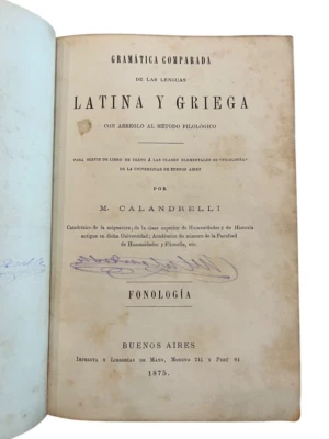 Gramatica comparada de las lenguas latina y griega Fonología Calandrelli 1875 - Image 1 of 4
