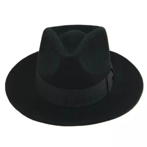 Schwarz Israel jüdischer Hut Wolle chassidische Juden breite Krempe Fedora Mütze Filzhut - Bild 1 von 11