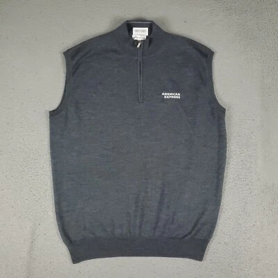 Peter Millar Vest Mens Size Large Gray American Express 1/4 Zip Pullover Sweater - Image 1 of 4