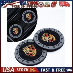 2 pk Cup Mat Car Drink Holder Insert Silicone Coaster Set for Porsche Style 2 - Picture 1 of 10