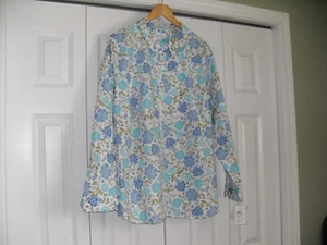 NWT Croft & Barrow Blue Floral Women’s Button Up Big-Shirt Size 2X Long Sleeves - Picture 1 of 8